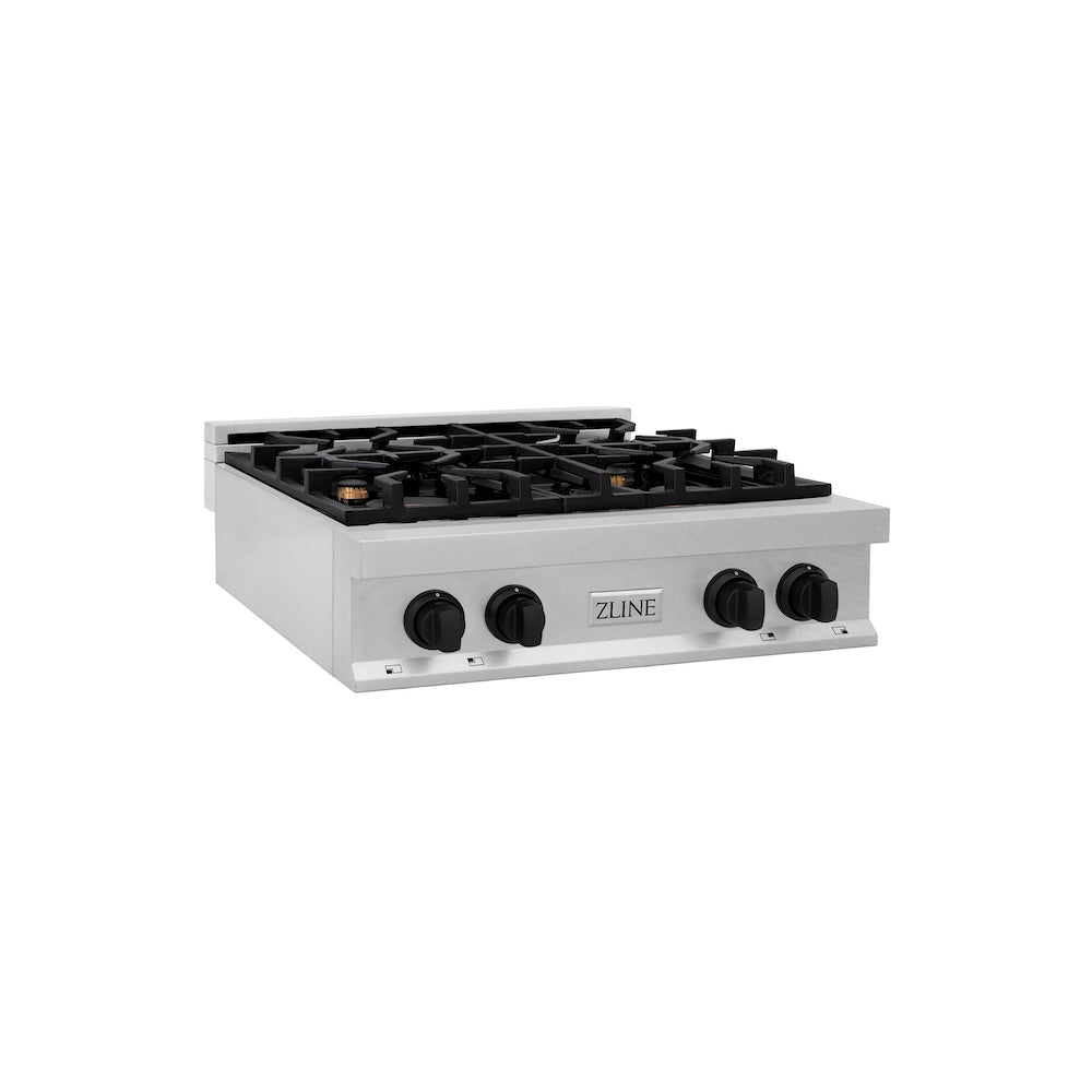 Autograph Edition 30" Porcelain Rangetop with 4 Gas Burners and Matte Black Accents RTSZ30MB