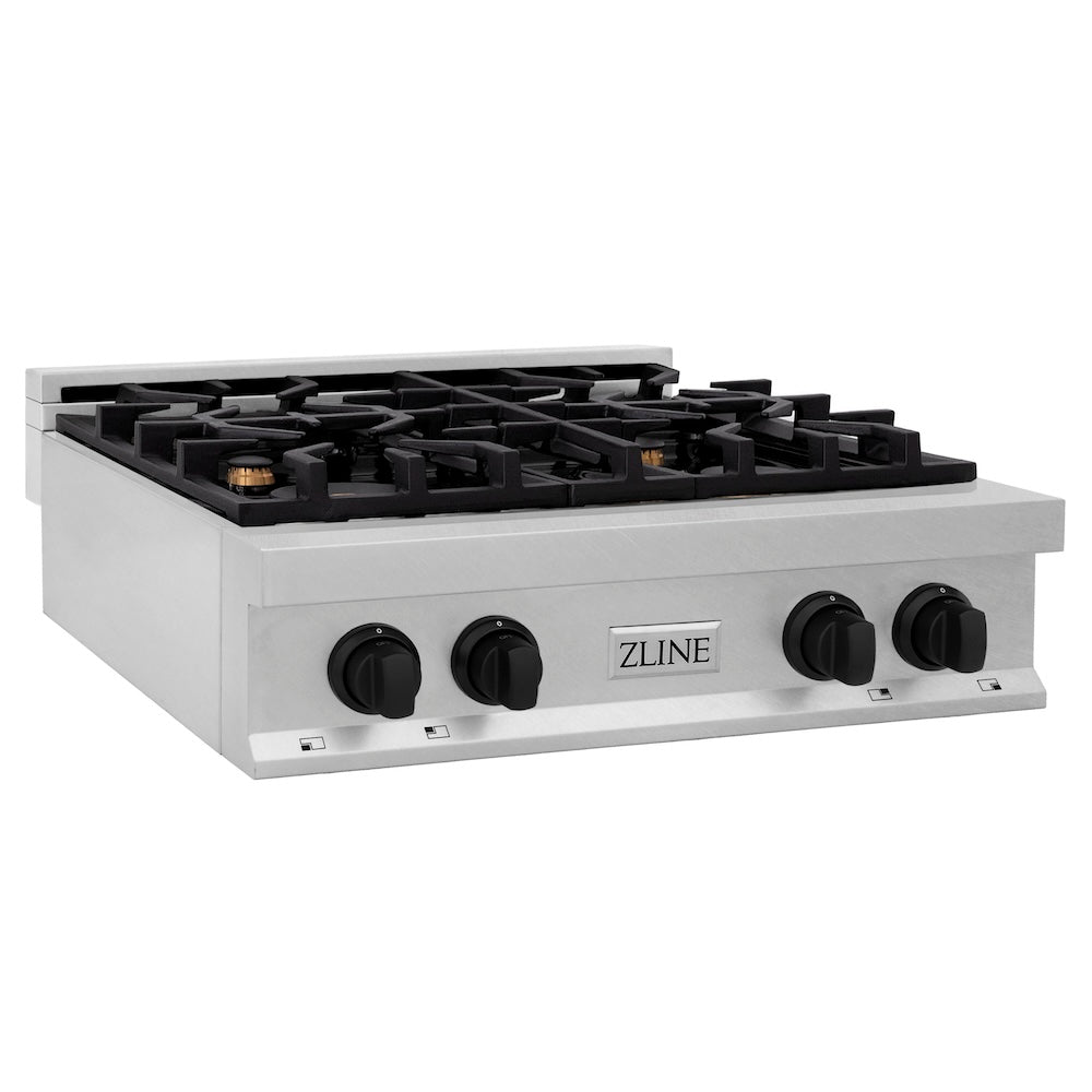 Autograph Edition 30" Porcelain Rangetop with 4 Gas Burners and Matte Black Accents RTSZ30MB