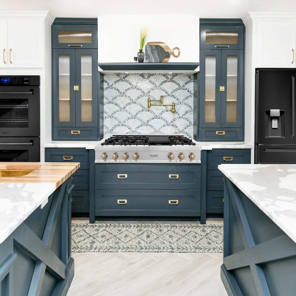 Autograph Edition 48 In. Classic Gas Rangetop With 8 Burners And Porcelain Cooktop In Satin Stainless Steel With Champagne Bronze Accents RTSZ48CB