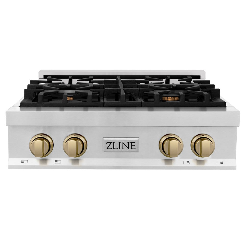 Autograph Edition 30 In. Legacy Gas Rangetop With 4 Burners And Porcelain Cooktop In Stainless Steel With Champagne Bronze Accents RTZ30CB