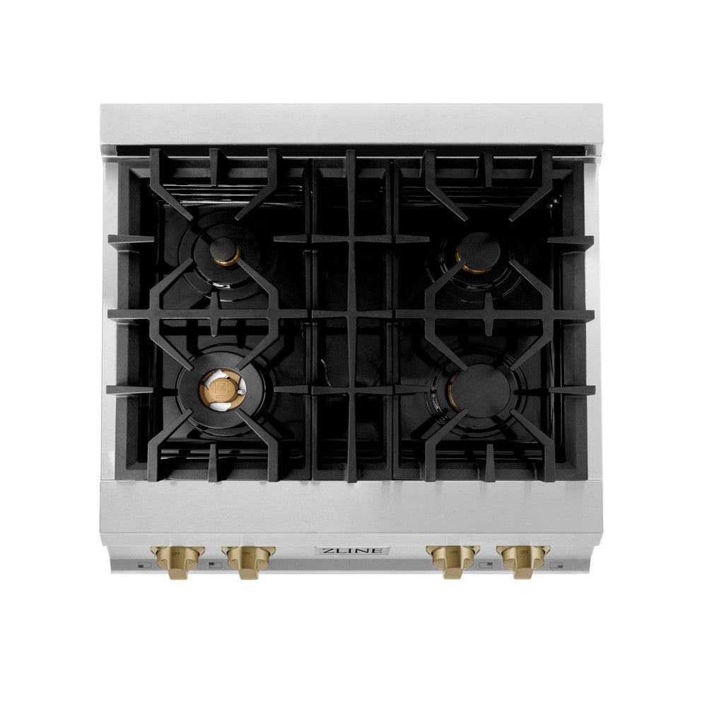 Autograph Edition 30 In. Legacy Gas Rangetop With 4 Burners And Porcelain Cooktop In Stainless Steel With Champagne Bronze Accents RTZ30CB