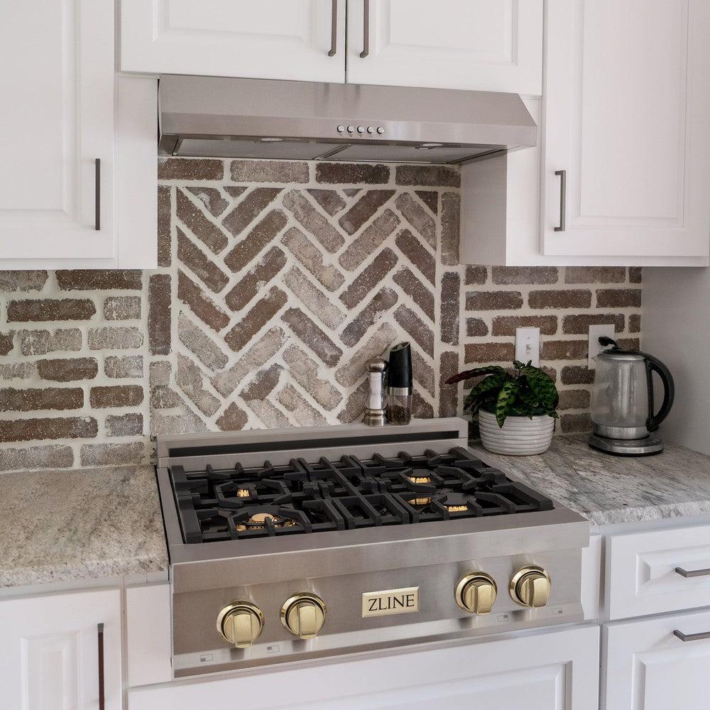 Autograph Edition 30 In. Legacy Gas Rangetop With 4 Burners And Porcelain Cooktop In Stainless Steel With Polished Gold Accents RTZ30G