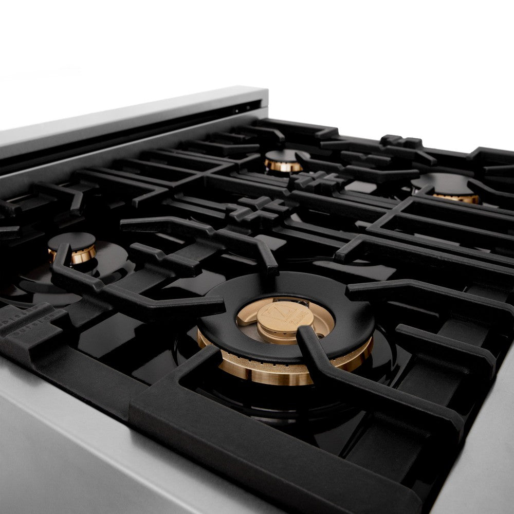 Autograph Edition 30 In. Legacy Gas Rangetop With 4 Burners And Porcelain Cooktop In Stainless Steel With Polished Gold Accents RTZ30G