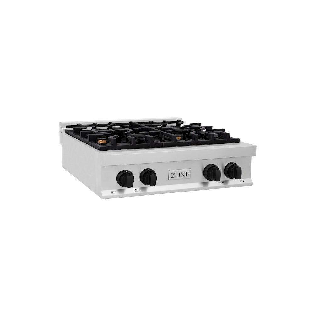 Autograph Edition 30 In. Legacy Gas Rangetop With 4 Burners And Porcelain Cooktop In Stainless Steel With Matte Black Accents RTZ30MB