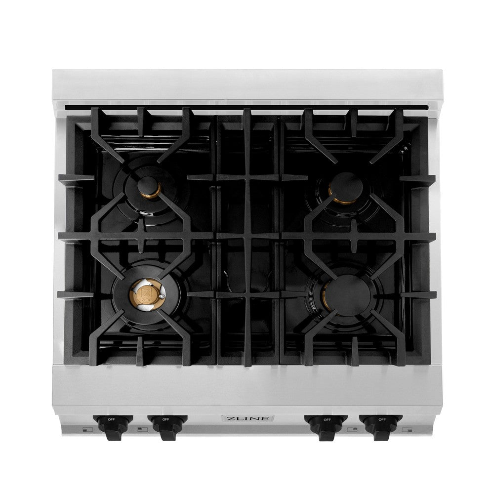 Autograph Edition 30 In. Legacy Gas Rangetop With 4 Burners And Porcelain Cooktop In Stainless Steel With Matte Black Accents RTZ30MB