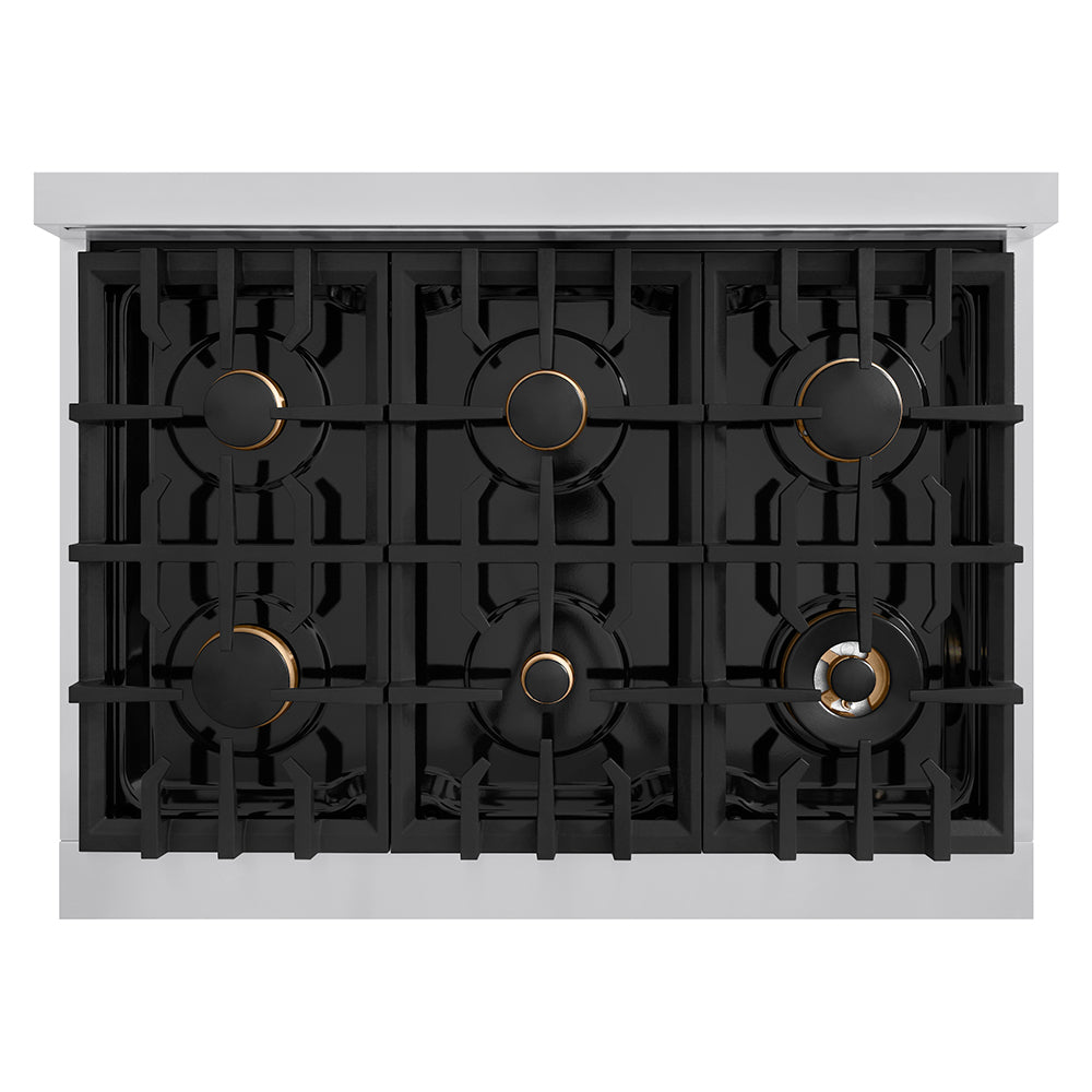 Autograph Edition 36" Porcelain Rangetop with 6 Gas Burners and Matte Black Accents RTZ36MB
