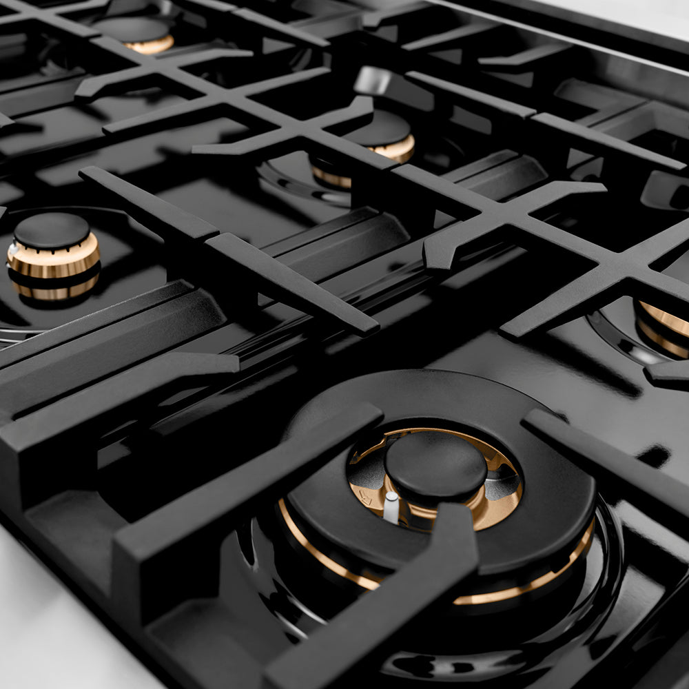 Autograph Edition 36" Porcelain Rangetop with 6 Gas Burners and Matte Black Accents RTZ36MB