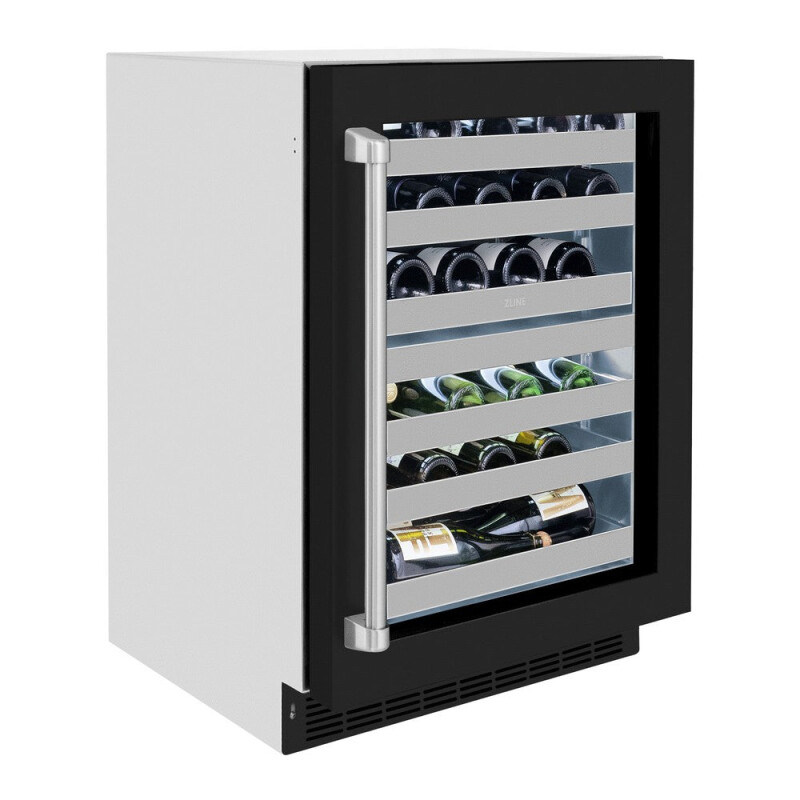 24 In. Touchstone Dual Zone 44 Bottle Wine Cooler With Black Matte Glass Door RWDOBLM24