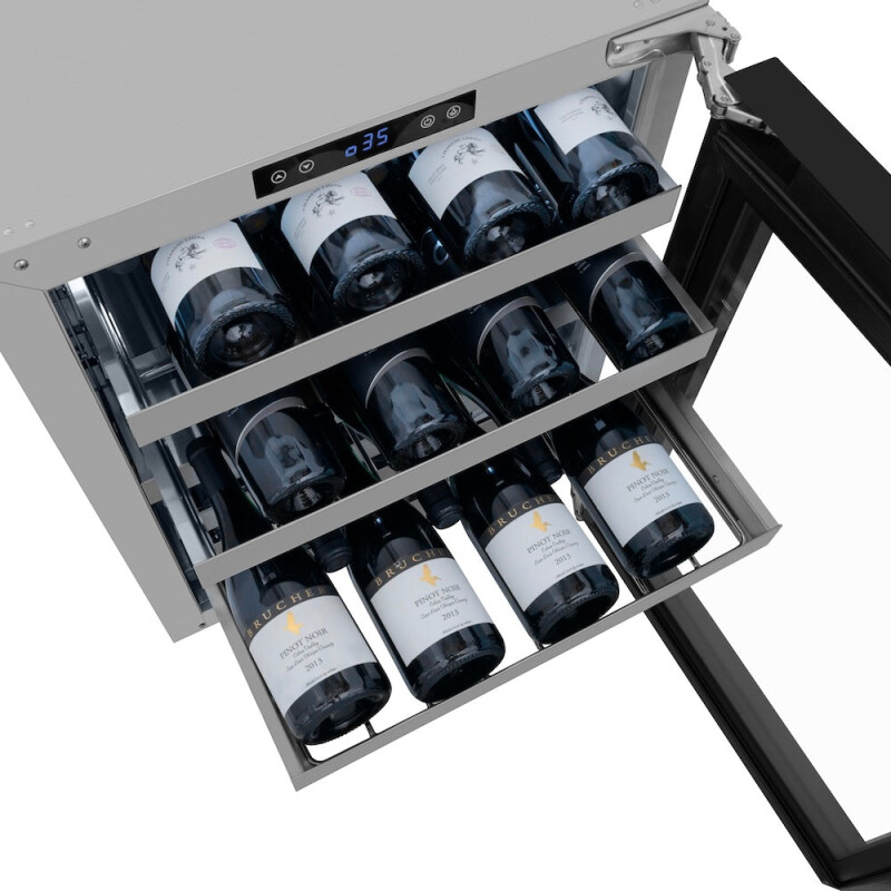 24 In. Touchstone Dual Zone 44 Bottle Wine Cooler With Black Stainless Steel Glass Door RWDOBS24
