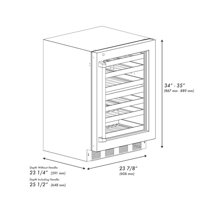 24 In. Touchstone Dual Zone 44 Bottle Wine Cooler With Black Stainless Steel Glass Door RWDOBS24