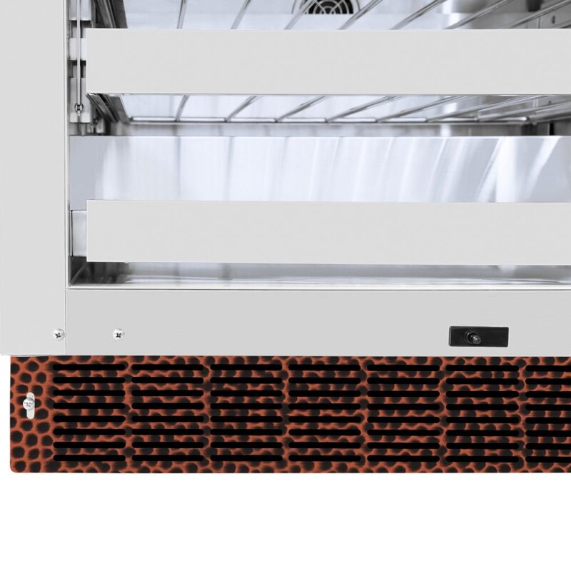 24 In. Touchstone Dual Zone 44 Bottle Wine Cooler With Hand Hammered Copper Glass Door RWDOHH24