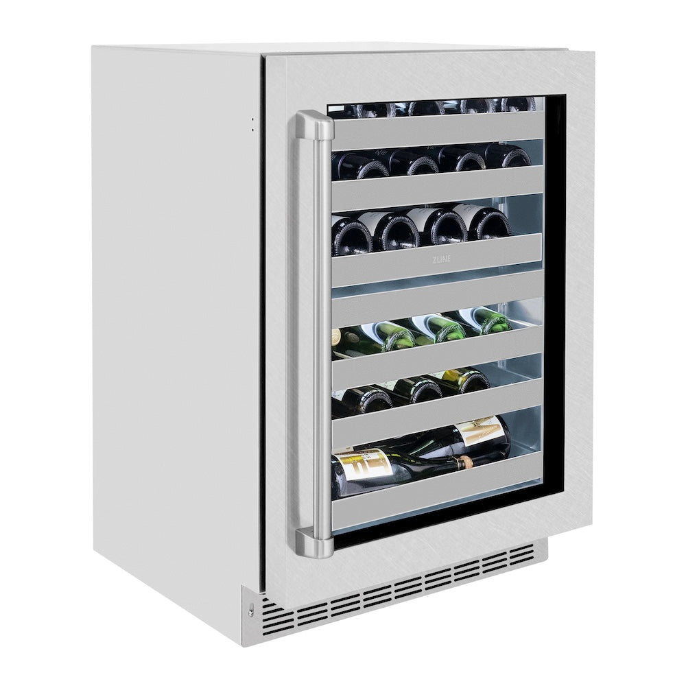 24 In. Touchstone Dual Zone 44 Bottle Wine Cooler With Satin Stainless Steel Glass Door RWDOSN24