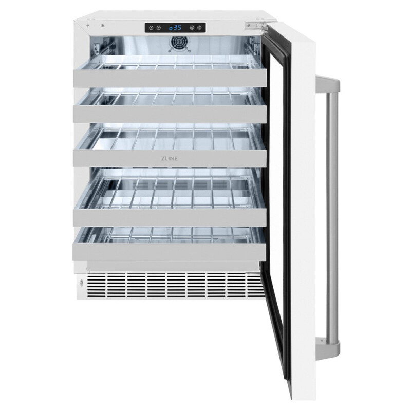 ZLINE 24 in. Touchstone Dual Zone 44 Bottle Wine Cooler With White Matte Glass Door (RWDO-WM-24) RWDOWM24