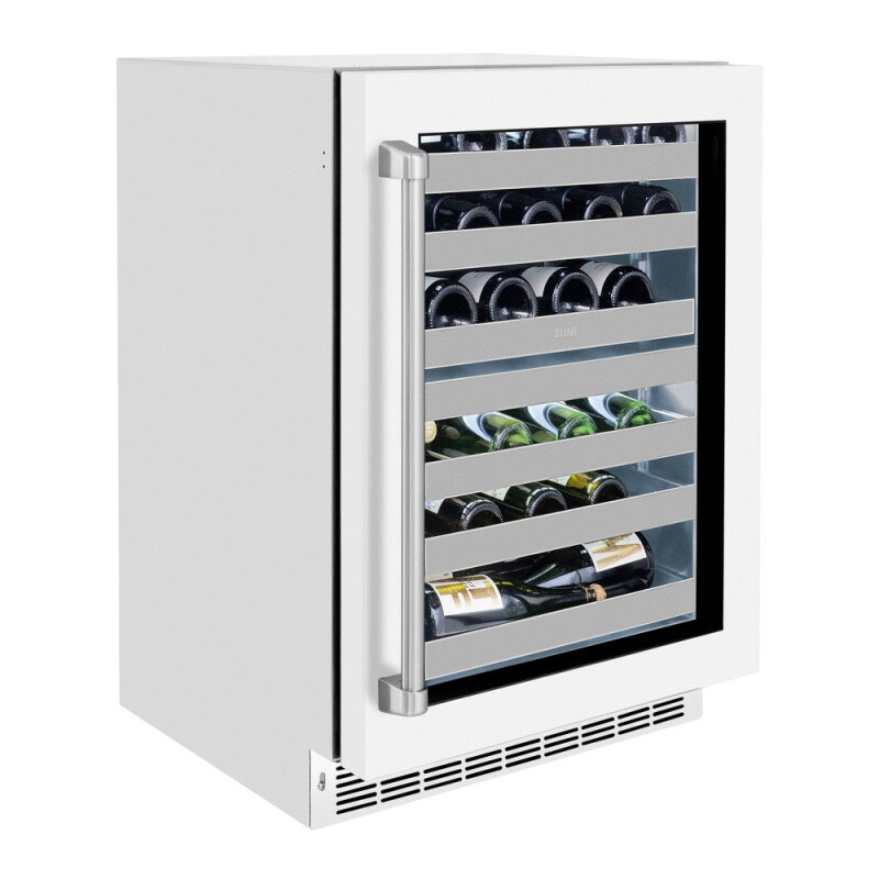 ZLINE 24 in. Touchstone Dual Zone 44 Bottle Wine Cooler With White Matte Glass Door (RWDO-WM-24) RWDOWM24