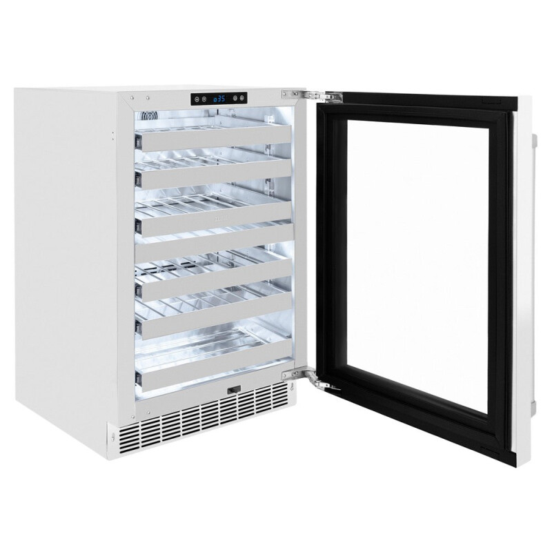 ZLINE 24 in. Touchstone Dual Zone 44 Bottle Wine Cooler With White Matte Glass Door (RWDO-WM-24) RWDOWM24