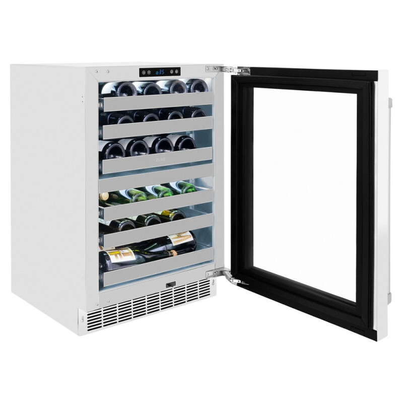ZLINE 24 in. Touchstone Dual Zone 44 Bottle Wine Cooler With White Matte Glass Door (RWDO-WM-24) RWDOWM24