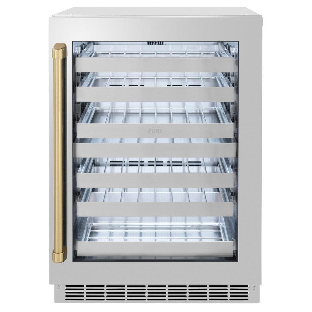 Autograph Edition 24 In. Touchstone Dual Zone 44 Bottle Wine Cooler With Stainless Steel Glass Door And Champagne Bronze Handle RWDOZGS24CB
