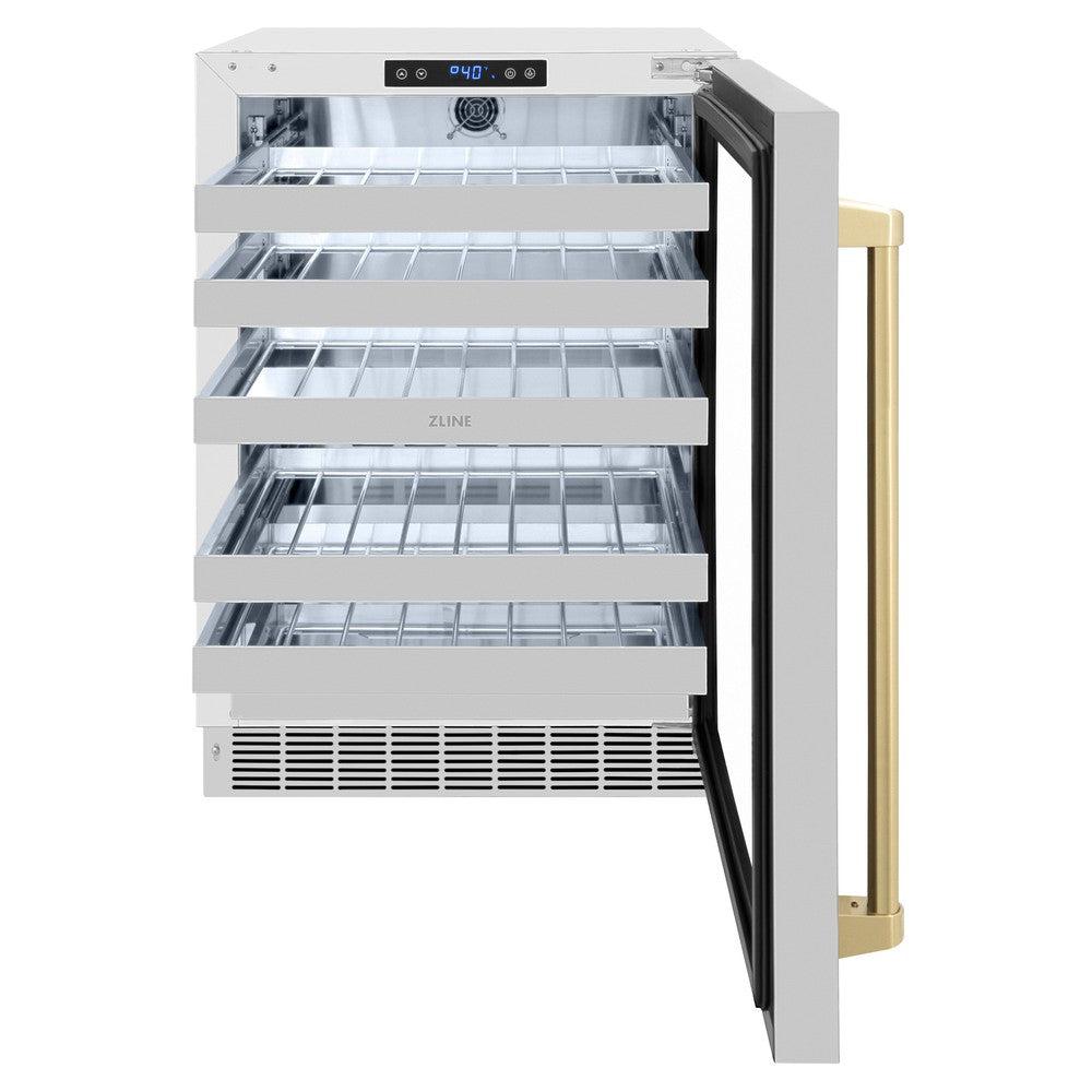 Autograph Edition 24 In. Touchstone Dual Zone 44 Bottle Wine Cooler With Stainless Steel Glass Door And Champagne Bronze Handle RWDOZGS24CB