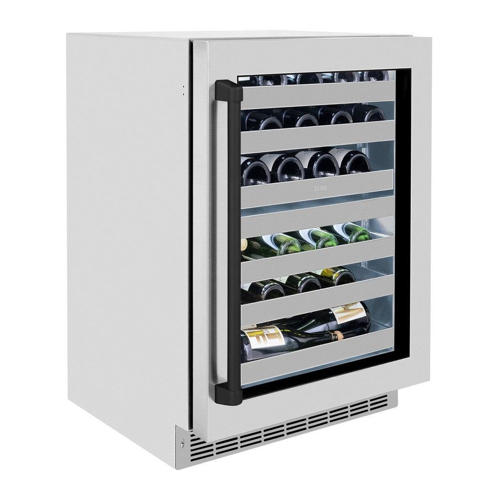 Autograph Edition 24 In. Touchstone Dual Zone 44 Bottle Wine Cooler With Stainless Steel Glass Door And Matte Black Handle RWDOZGS24MB