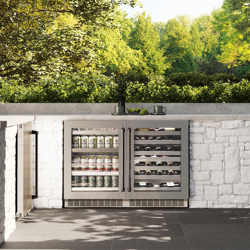 ZLINE Autograph Edition 24 in. Touchstone Dual Zone 44 Bottle Wine Cooler With DuraSnow® Stainless Steel Glass Door And Matte Black Handle (RWDOZ-SN-24-MB) RWDOZSN24MB
