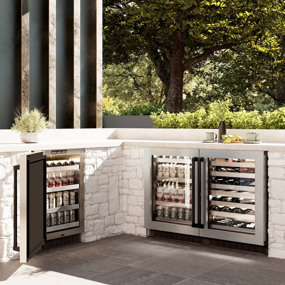 ZLINE Autograph Edition 24 in. Touchstone Dual Zone 44 Bottle Wine Cooler With DuraSnow® Stainless Steel Glass Door And Matte Black Handle (RWDOZ-SN-24-MB) RWDOZSN24MB