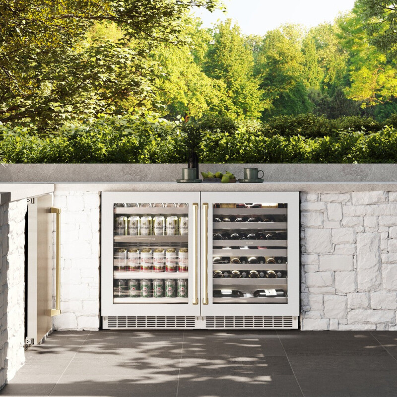 Autograph Edition 24 In. Touchstone Dual Zone 44 Bottle Wine Cooler With White Matte Glass Door And Champagne Bronze Handle RWDOZWM24CB