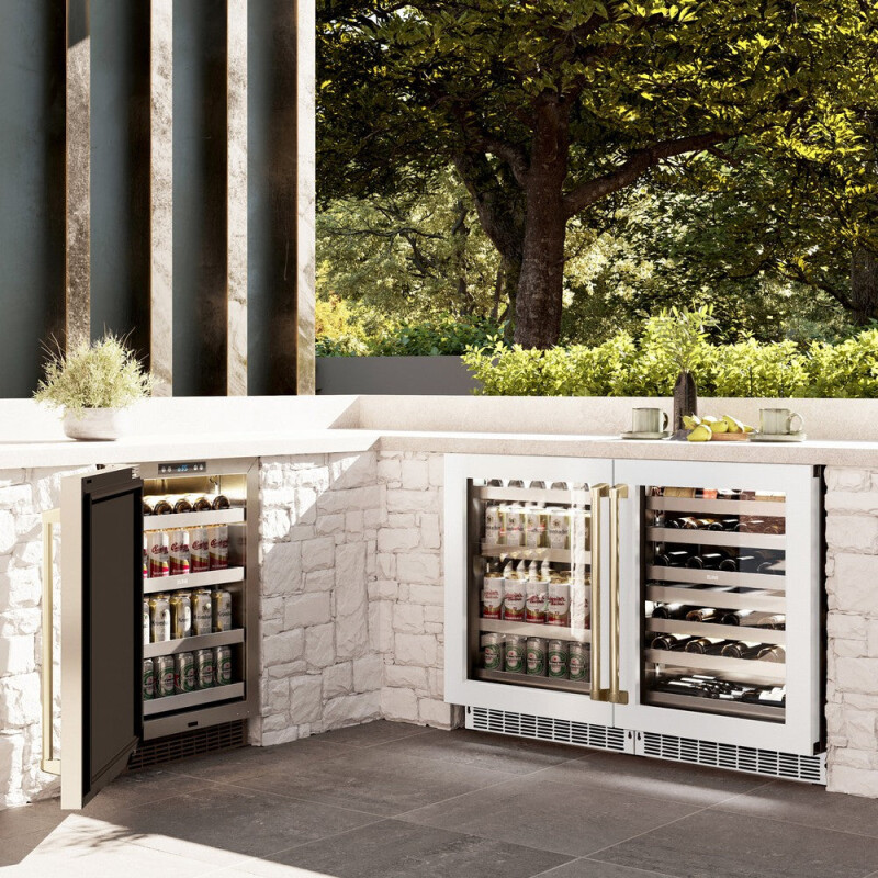 Autograph Edition 24 In. Touchstone Dual Zone 44 Bottle Wine Cooler With White Matte Glass Door And Champagne Bronze Handle RWDOZWM24CB