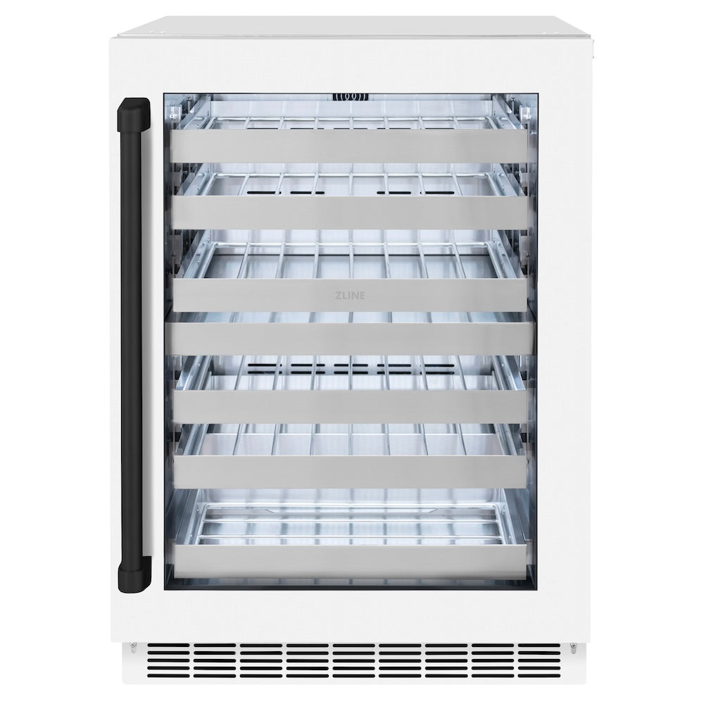 Autograph Edition 24 In. Touchstone Dual Zone 44 Bottle Wine Cooler With White Matte Glass Door And Matte Black Handle RWDOZWM24MB