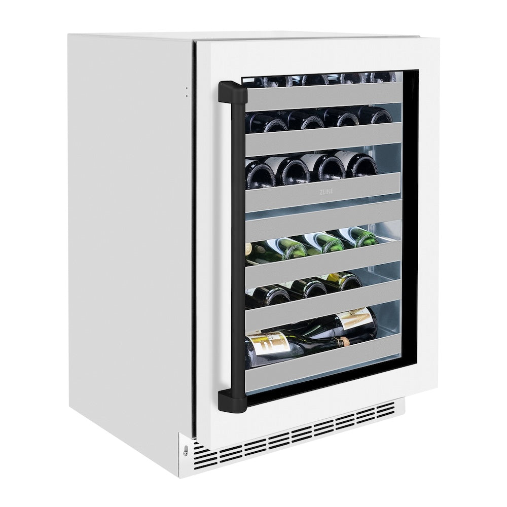 Autograph Edition 24 In. Touchstone Dual Zone 44 Bottle Wine Cooler With White Matte Glass Door And Matte Black Handle RWDOZWM24MB