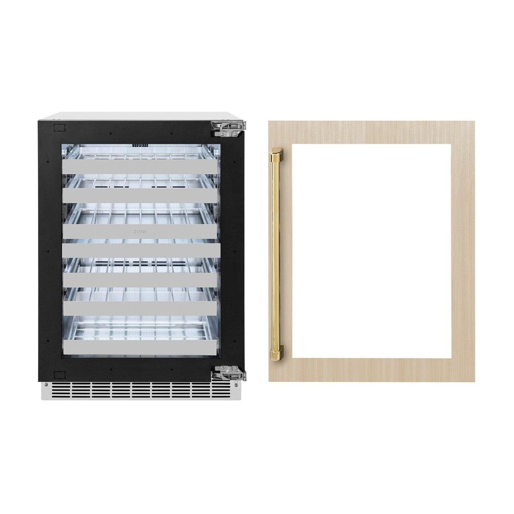 AutographEdition 24 in. Touchstone Dual Zone 44 Bottle Wine Cooler With Panel Ready Glass Door And Polished Gold Handle RWDPOZ24G