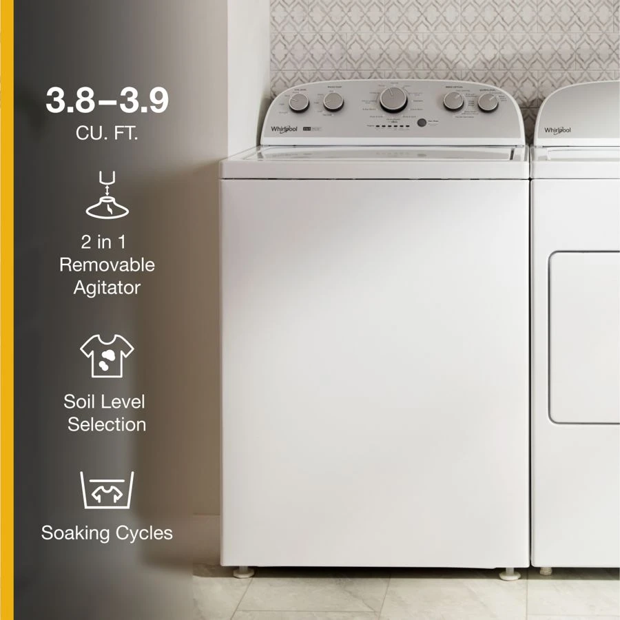 Refurbished 3.8–3.9 Cu. Ft. Whirlpool® Top Load Washer with Removable Agitator. RWTW4957PW