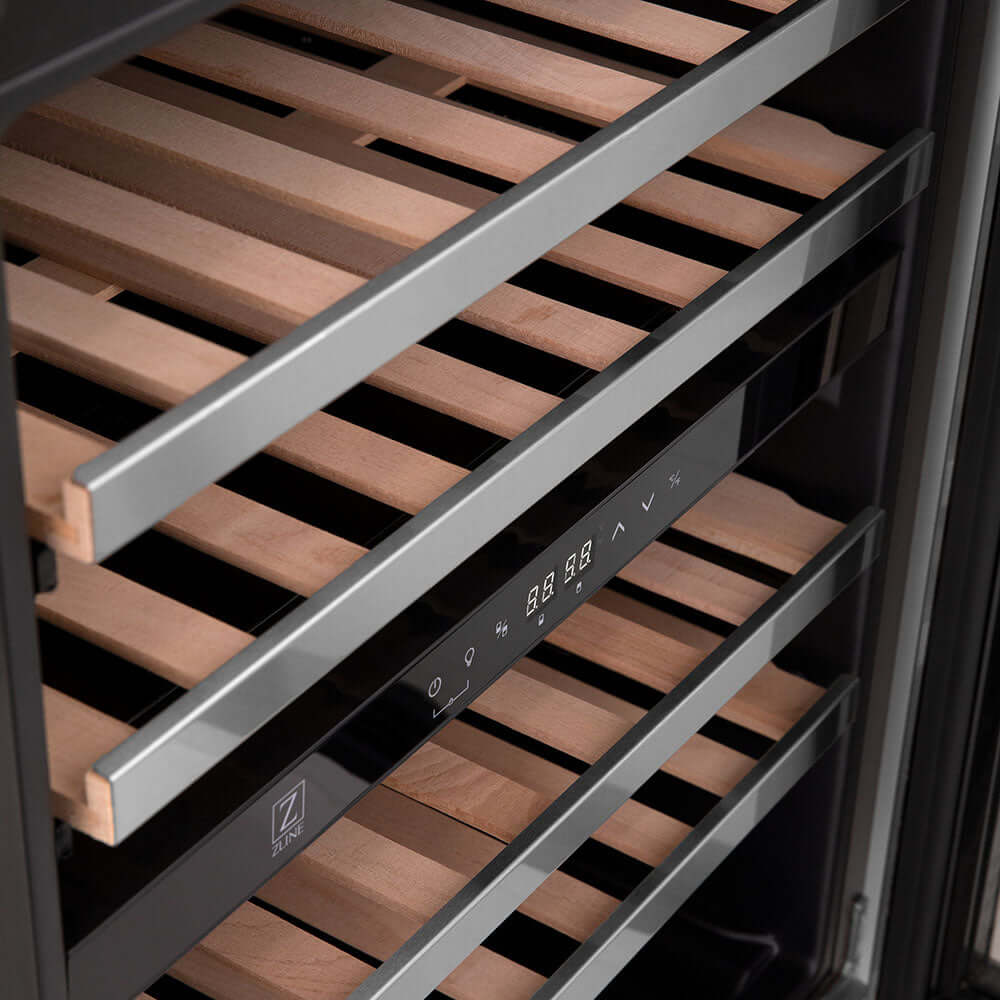 Autograph Edition 24 In. Monument Dual Zone 44 Bottle Wine Cooler In Stainless Steel With Champagne Bronze Accents RWVZUD24CB