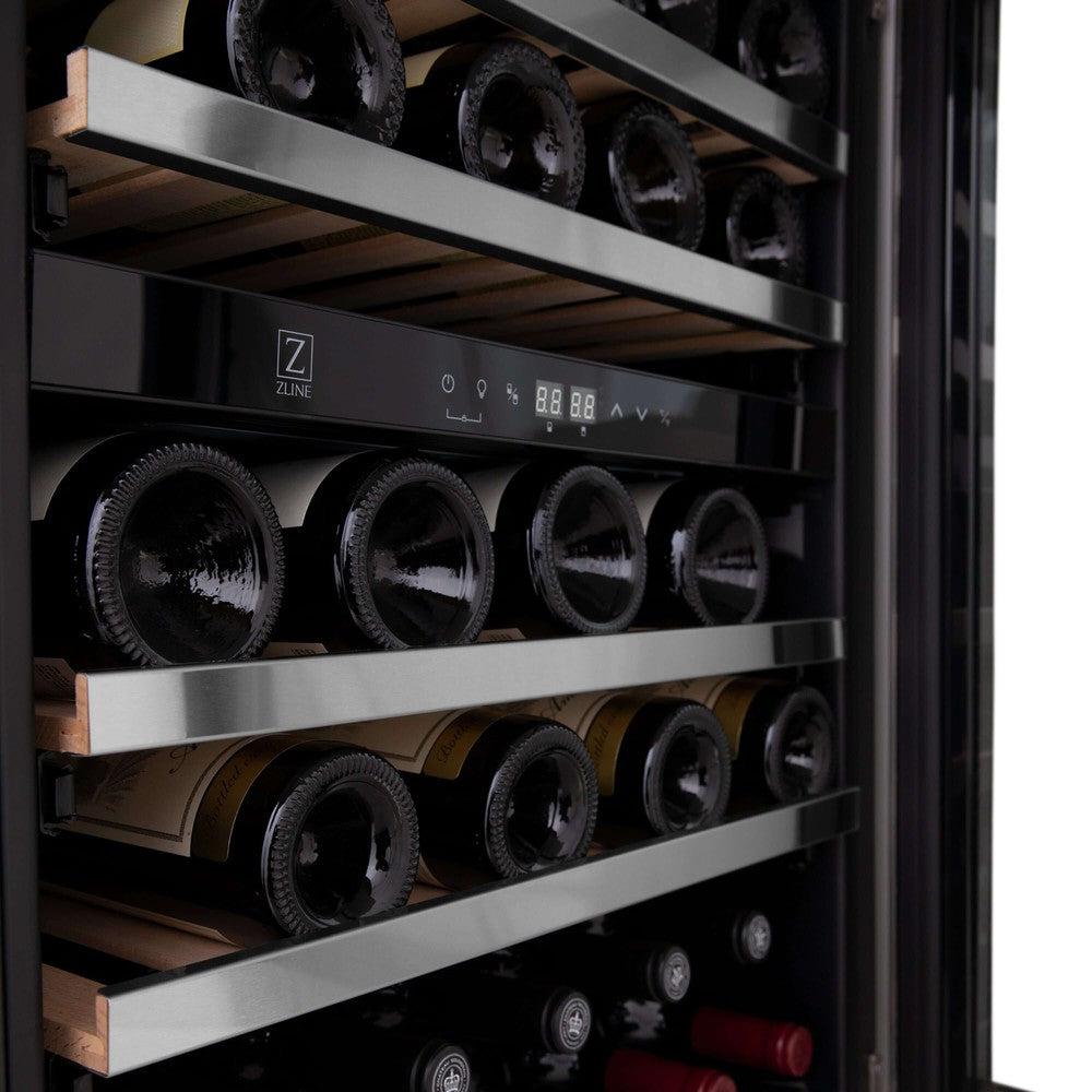 Autograph Edition 24 In. Monument Dual Zone 44 Bottle Wine Cooler In Stainless Steel With Champagne Bronze Accents RWVZUD24CB