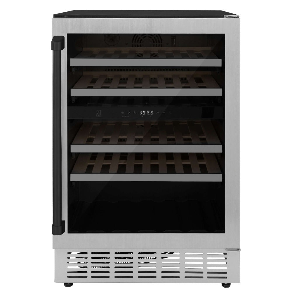 Autograph Edition 24 In. Monument Dual Zone 44-bottle Wine Cooler In Stainless Steel With Matte Black Accents RWVZUD24MB
