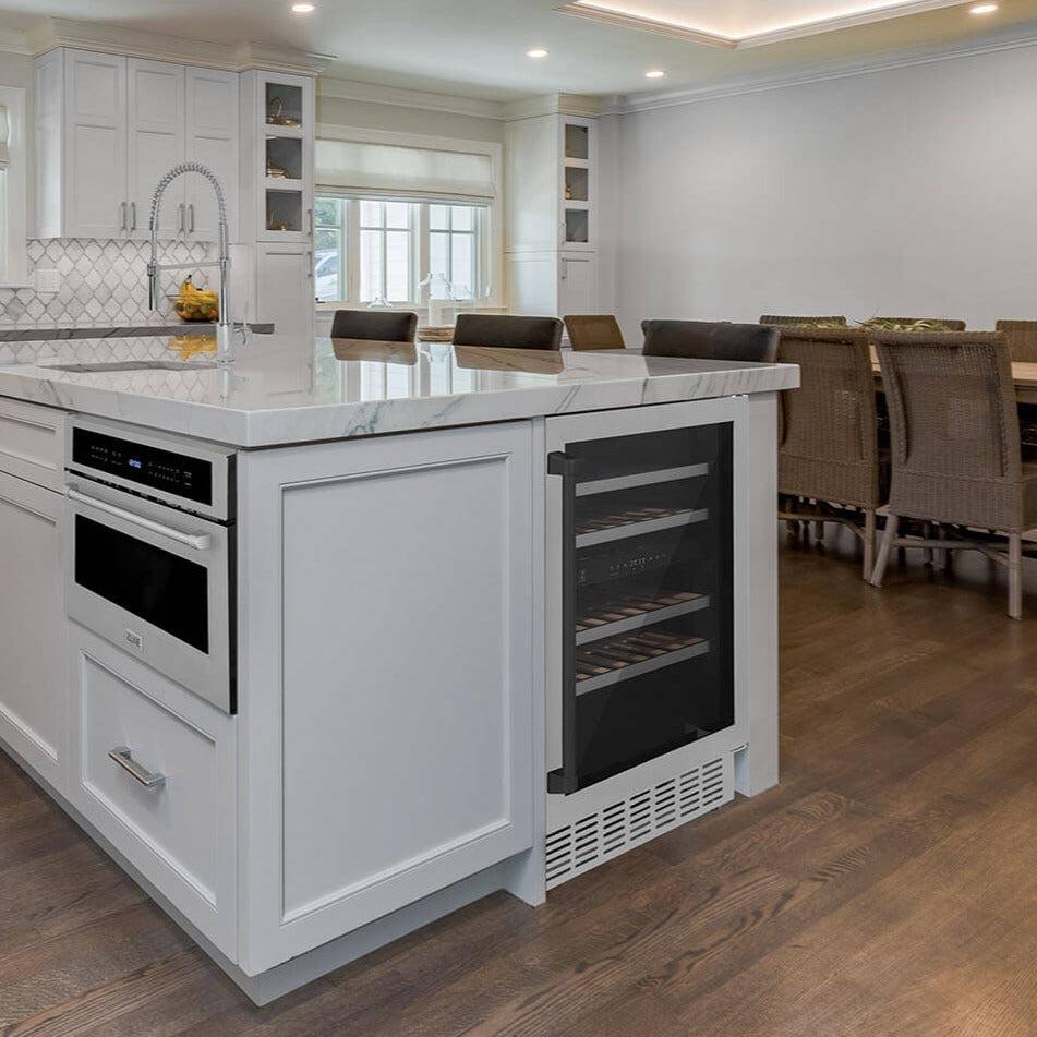 Autograph Edition 24 In. Monument Dual Zone 44-bottle Wine Cooler In Stainless Steel With Matte Black Accents RWVZUD24MB