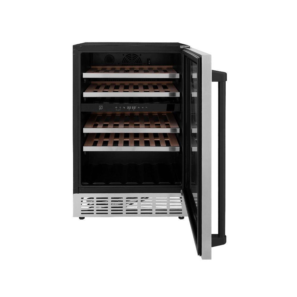 Autograph Edition 24 In. Monument Dual Zone 44-bottle Wine Cooler In Stainless Steel With Matte Black Accents RWVZUD24MB