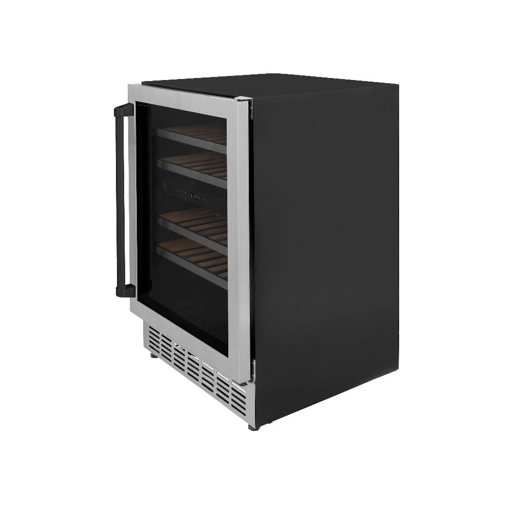 Autograph Edition 24 In. Monument Dual Zone 44-bottle Wine Cooler In Stainless Steel With Matte Black Accents RWVZUD24MB