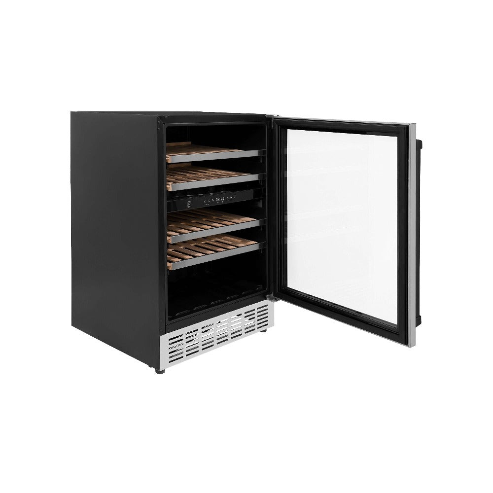 Autograph Edition 24 In. Monument Dual Zone 44-bottle Wine Cooler In Stainless Steel With Matte Black Accents RWVZUD24MB
