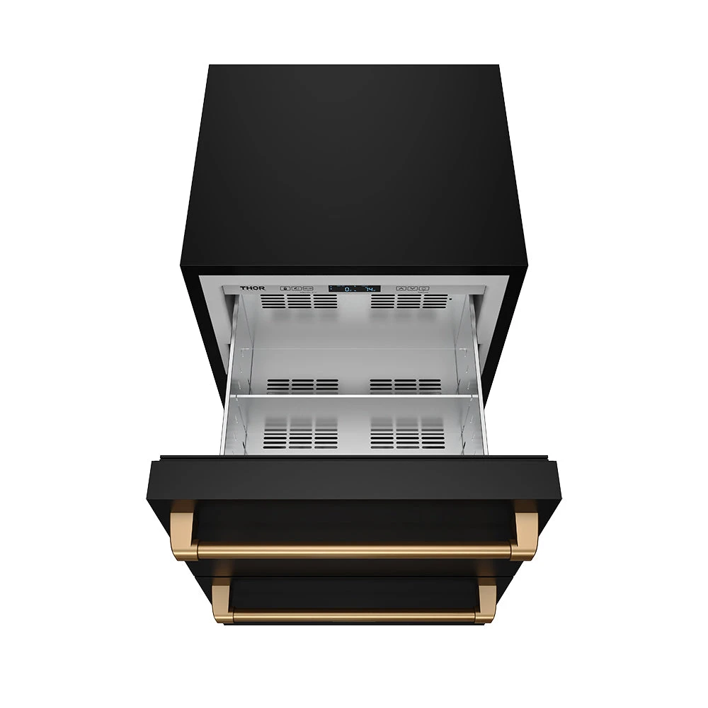 24″ Undercounter Built-in / Freestanding Drawer Freezer Black/bronze Gordon Ramsay Series RZ24UBBRZ