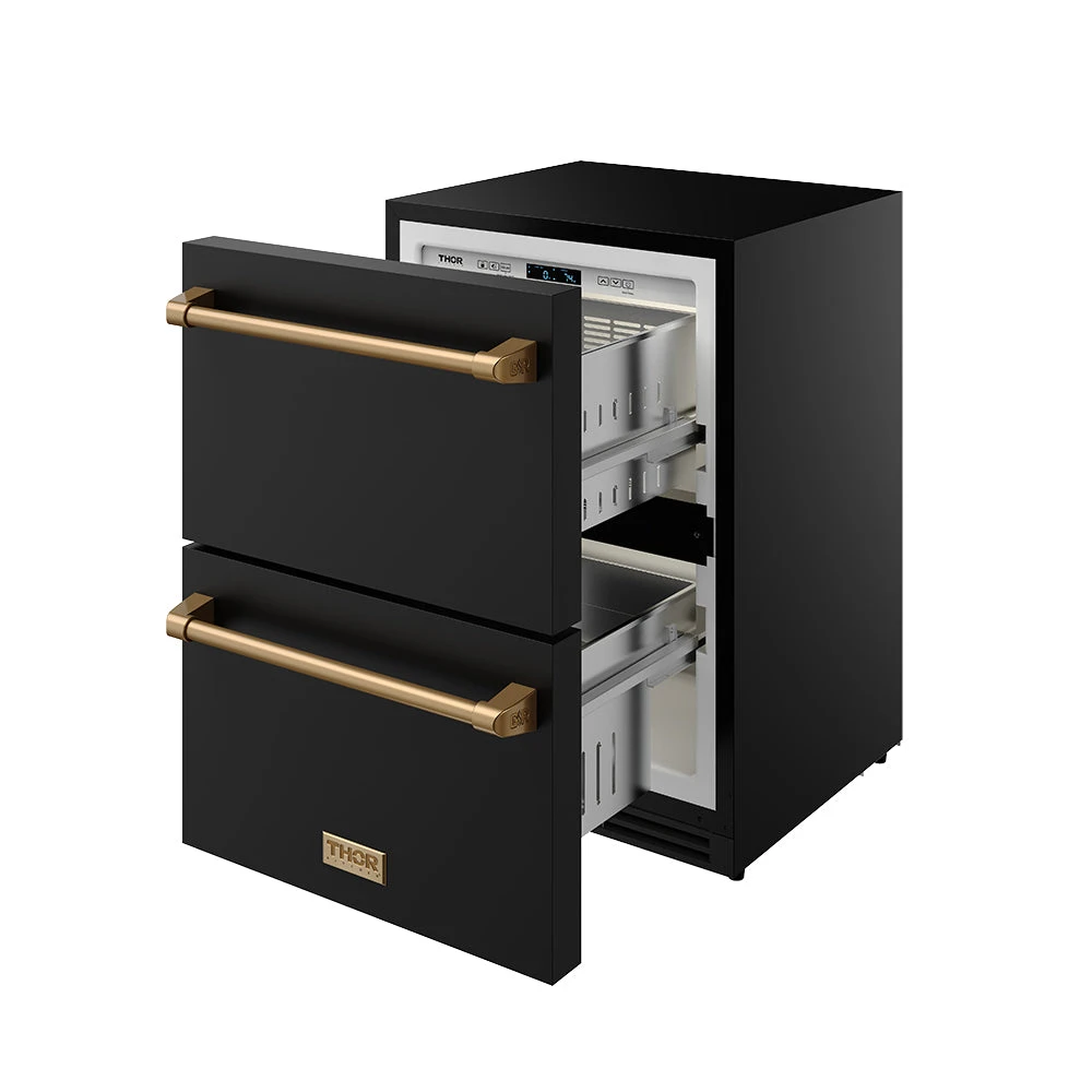 24″ Undercounter Built-in / Freestanding Drawer Freezer Black/bronze Gordon Ramsay Series RZ24UBBRZ