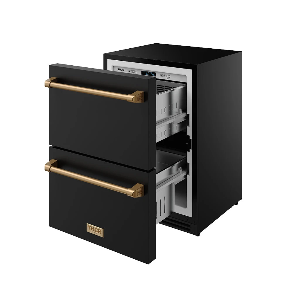 24″ Undercounter Built-in / Freestanding Drawer Freezer Black/bronze Gordon Ramsay Series RZ24UBBRZ