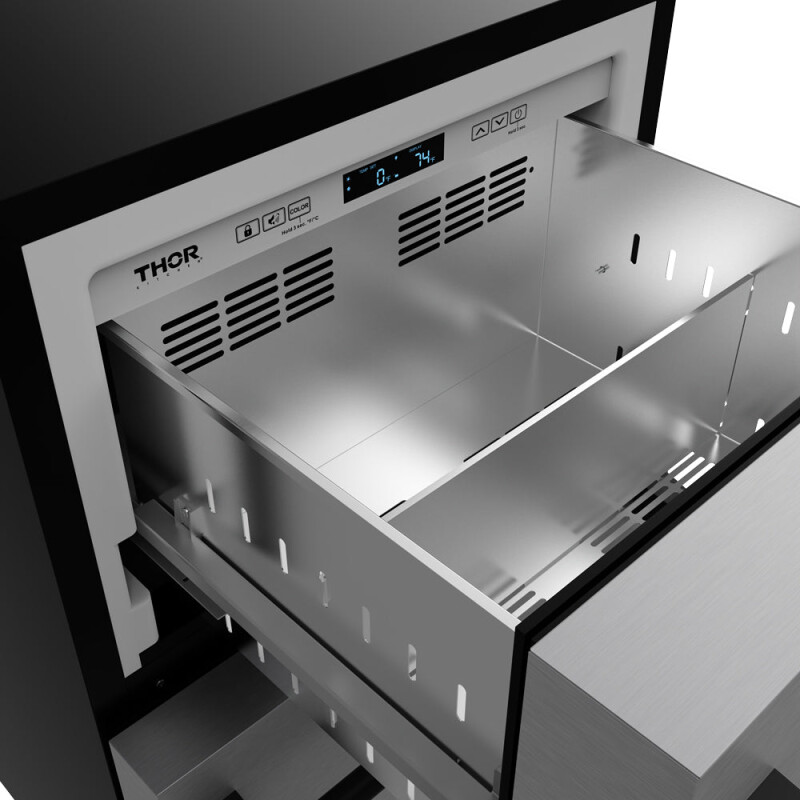 24 Inch Undercounter Built-in / Freestanding Drawer Freezer Stainless Steel/black Gordon Ramsay Series RZ24UBLK