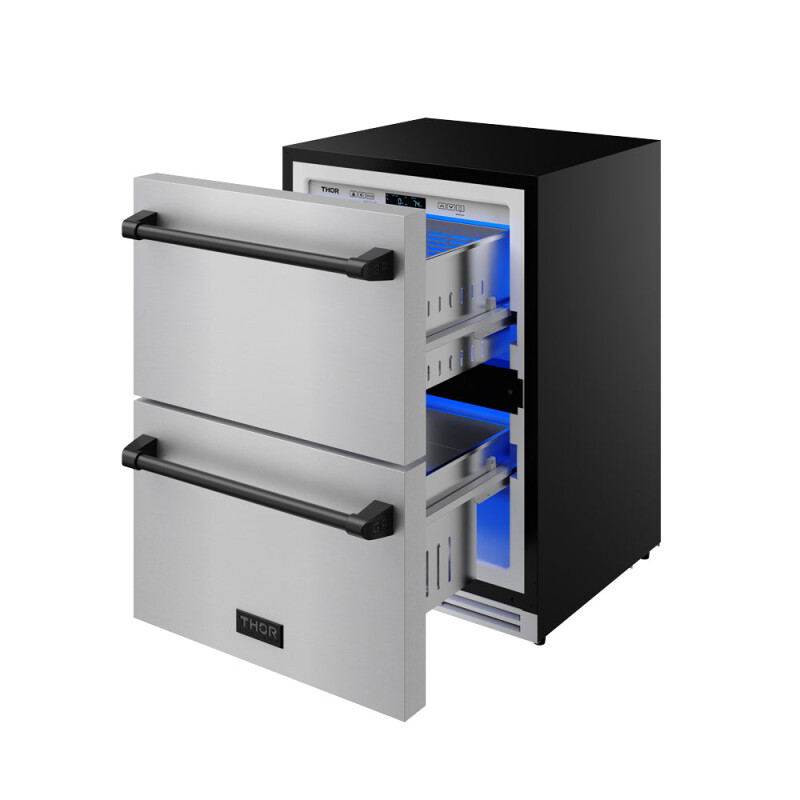 24 Inch Undercounter Built-in / Freestanding Drawer Freezer Stainless Steel/black Gordon Ramsay Series RZ24UBLK