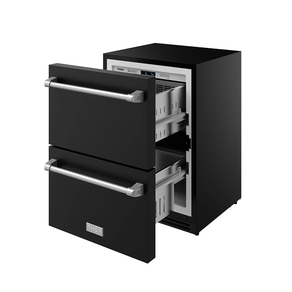 24″ Undercounter Built-in / Freestanding Drawer Freezer Black/stainless Steel Gordon Ramsay Series RZ24UBSS