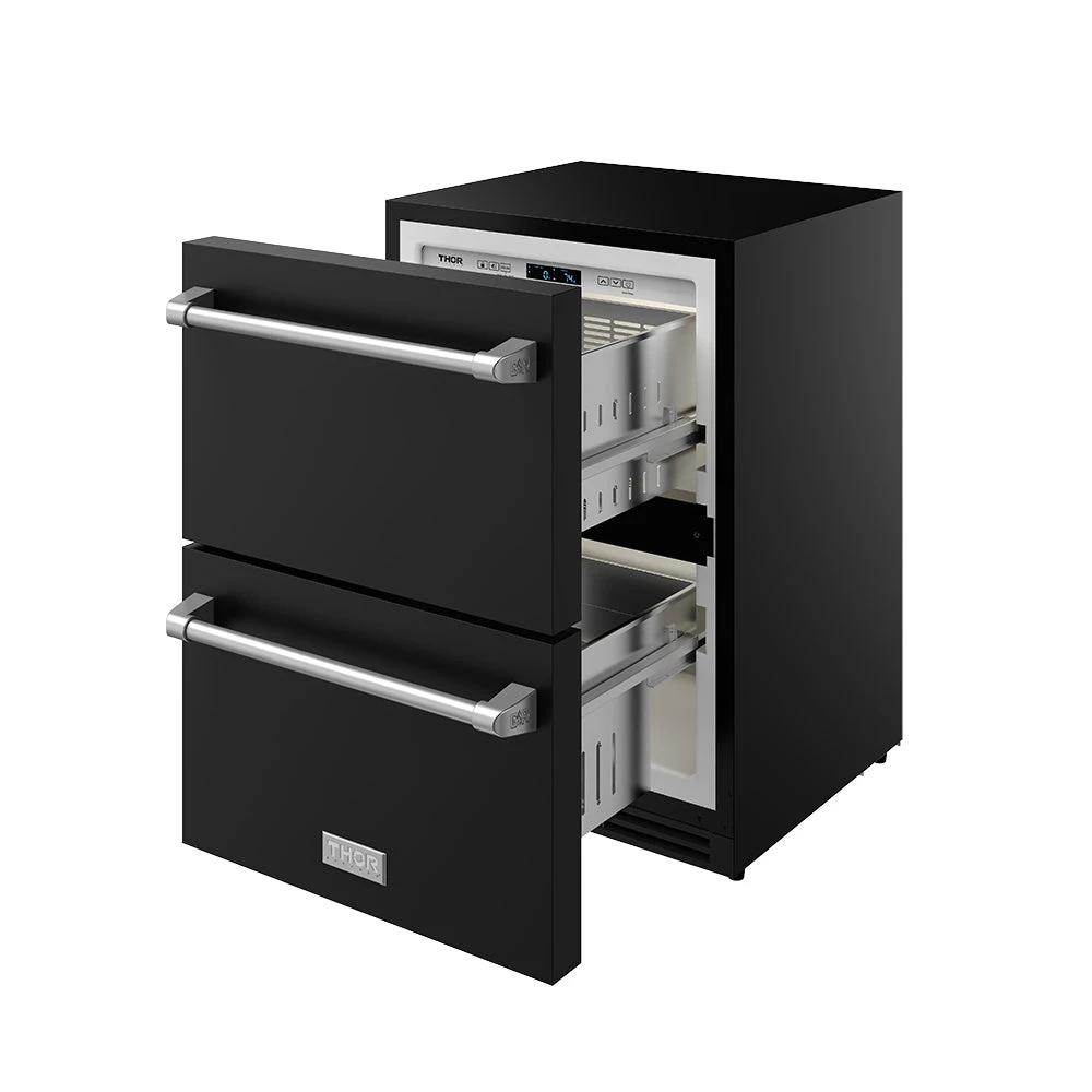 24″ Undercounter Built-in / Freestanding Drawer Freezer Black/stainless Steel Gordon Ramsay Series RZ24UBSS