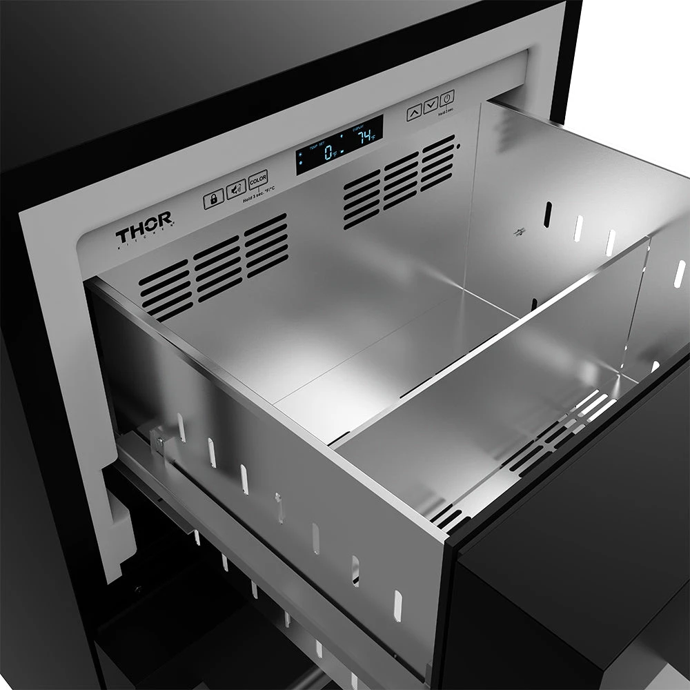 24″ Undercounter Built-in / Freestanding Drawer Freezer Black/stainless Steel Gordon Ramsay Series RZ24UBSS