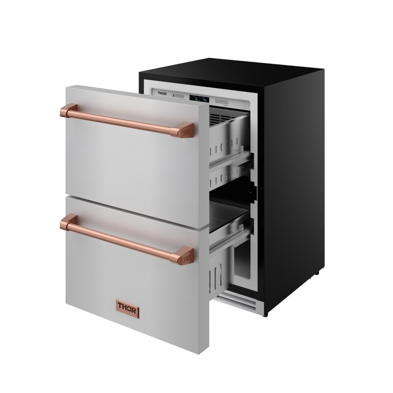 24 Inch Undercounter Built-in / Freestanding Drawer Freezer Stainless Steel/rose Gold Gordon Ramsay Series RZ24URSG