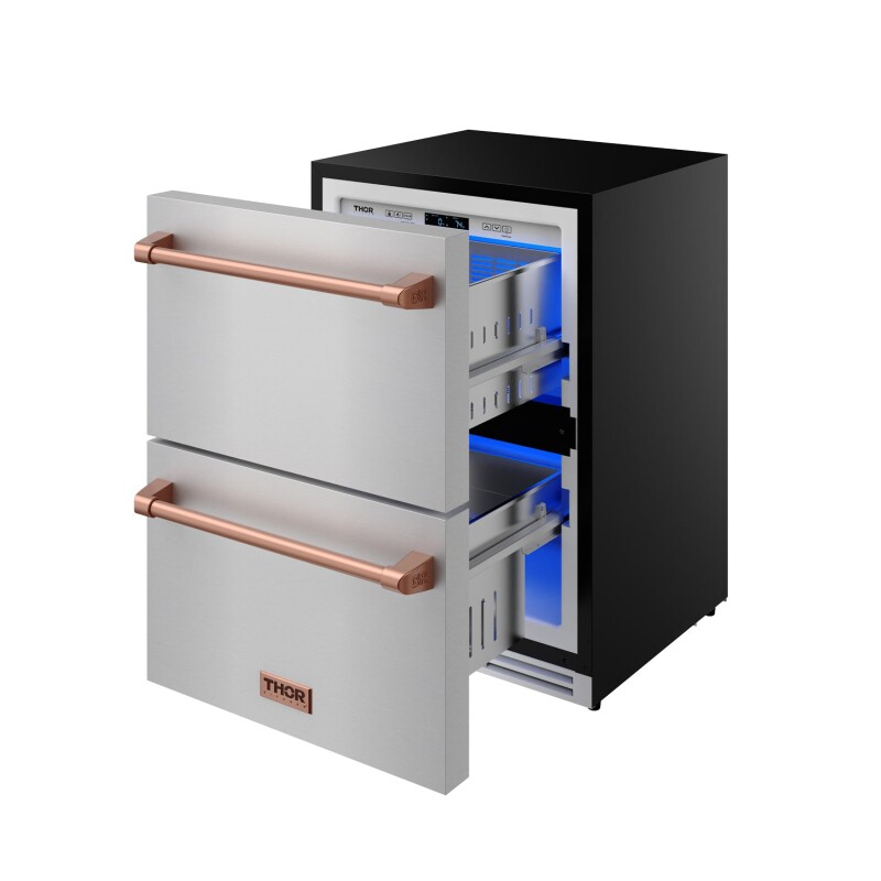 24 Inch Undercounter Built-in / Freestanding Drawer Freezer Stainless Steel/rose Gold Gordon Ramsay Series RZ24URSG