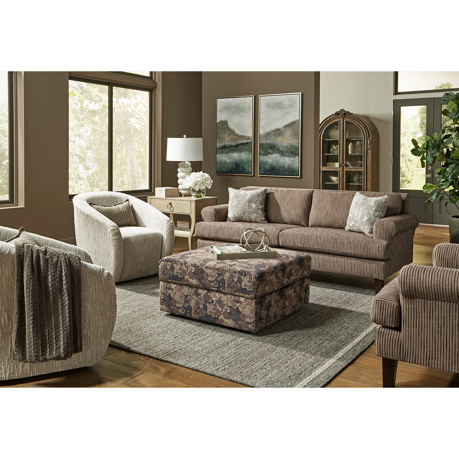 Lumira - Transitionally-styled Sofa W/ 2 Pillows - Dark Walnut - S21DW S21DW