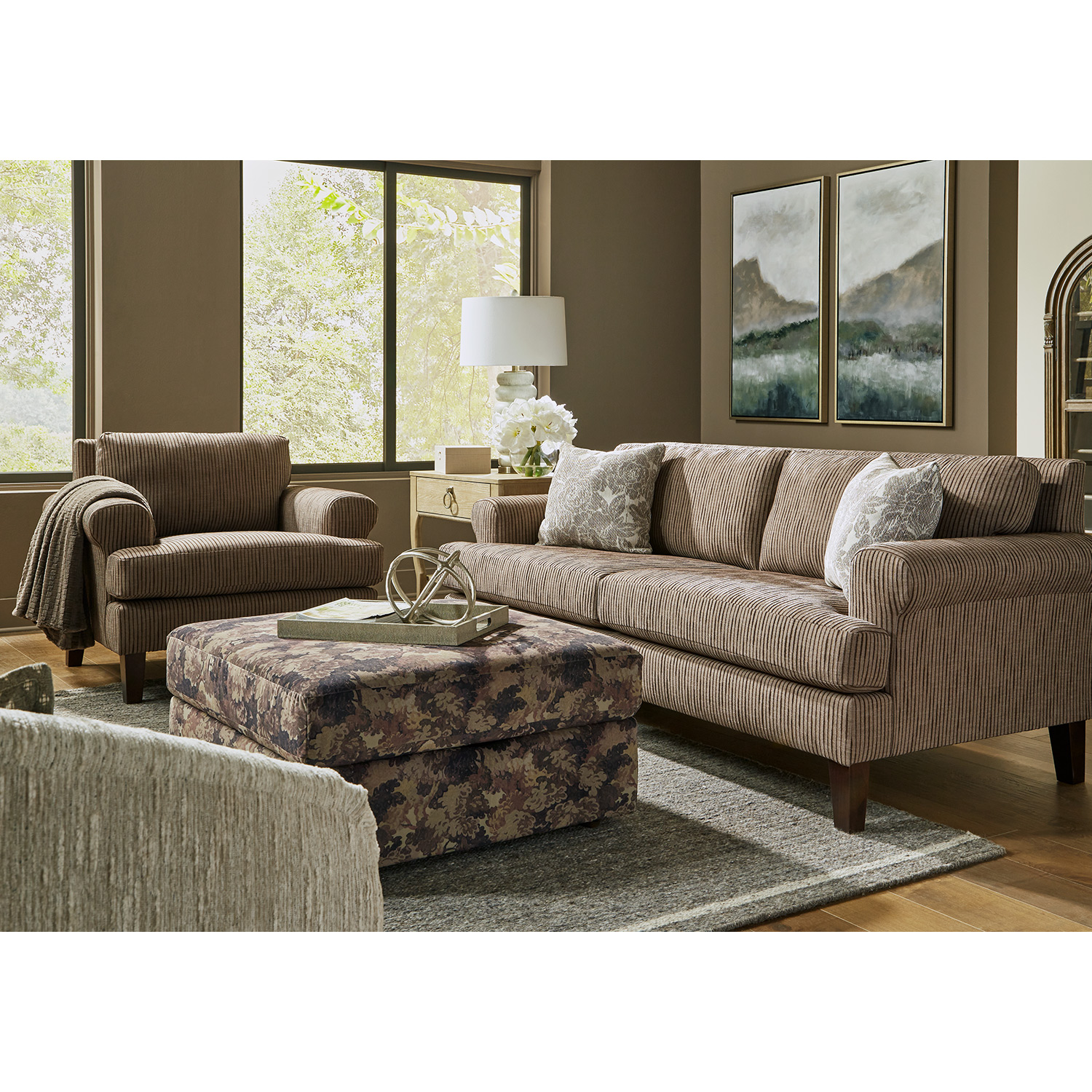 Lumira - Transitionally-styled Sofa W/ 2 Pillows - Dark Walnut - S21DW S21DW